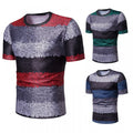 Men's Short-Sleeved Contrast Striped Slim Casual T-Shirt