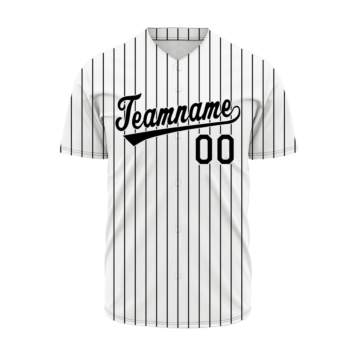 Custom V-Neck Black And White Striped Baseball Jersey