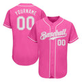 Custom Men's Pink Printed Button-Up Baseball Jersey