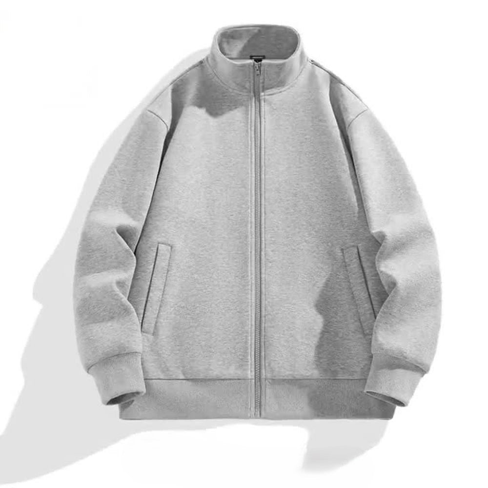 Men's Stand-Up Collar Cardigan Loose-Fitting Casual Hoodie