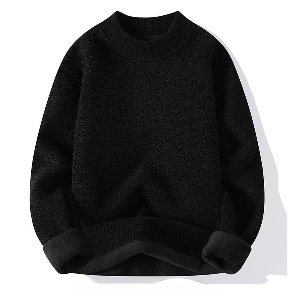 Men's Solid-Color Fleece-Lined Knit Sweater