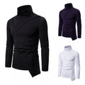 Men's Dark Slim High Collar Irregular Long Sleeve T-Shirt